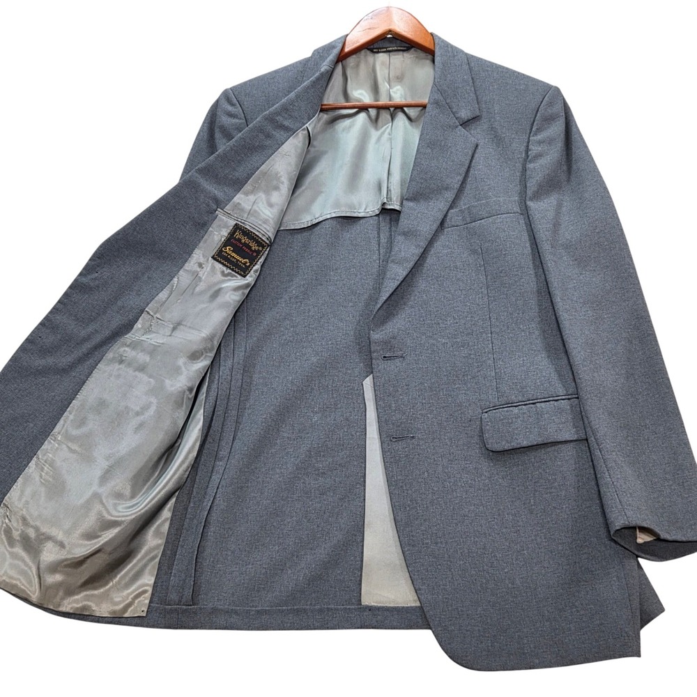 VTG Kingsridge Samuel's Custom Fabric Mens Gray Two Button Blazer Jacket 40R